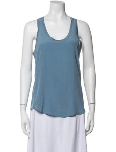 Pre-owned Equipment Silk Scoop Neck Sweater In Blue