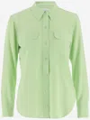 Equipment Signature Slim Fit Silk Button-up Shirt In Green