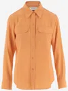 Equipment Slim Signature Long-sleeve Silk Shirt In Orange