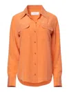 Equipment Slim Signature Long-sleeve Silk Shirt In Orange
