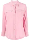 Equipment Long-sleeve Silk Shirt In Pink