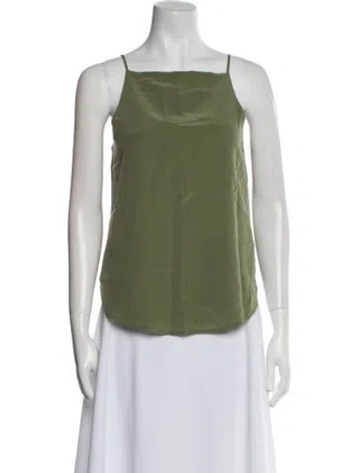 Pre-owned Equipment Silk Square Neckline Top In Green
