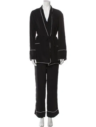 Pre-owned Equipment Silk Striped Pant Set In Black