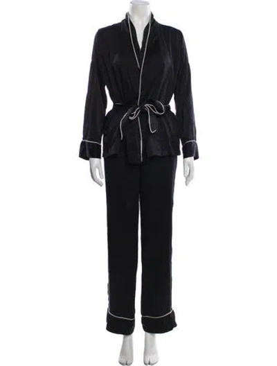 Pre-owned Equipment Silk Striped Pant Set In Black
