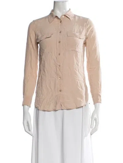 Pre-owned Equipment Silk Top In Neutral
