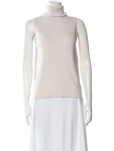 Pre-owned Equipment Silk Turtleneck Sweater In Neutral