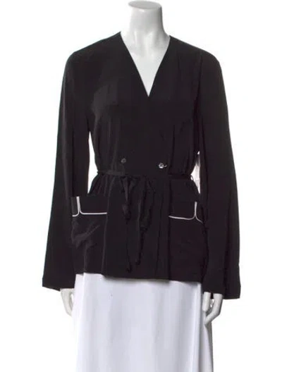 Pre-owned Equipment Silk V-neck Blouse W/ Tags In Black