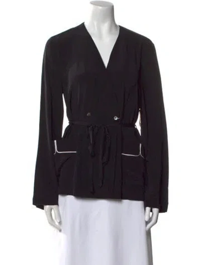 Pre-owned Equipment Silk V-neck Blouse W/ Tags In Black