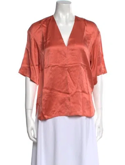 Pre-owned Equipment Silk V-neck Blouse W/ Tags In Orange