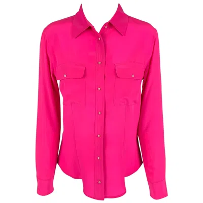 Pre-owned Equipment Size S Pink Silk Patch Pockets Shirt