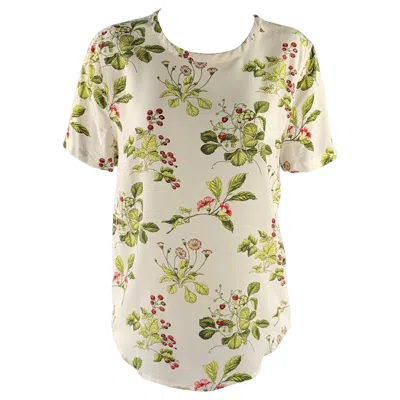 Pre-owned Equipment Size Xs Indigo Green Silk Floral Casual Top