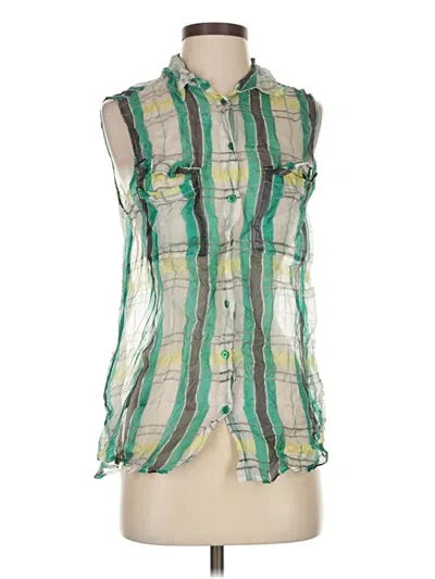 Pre-owned Equipment Sleeveless Button Down Shirt In Green