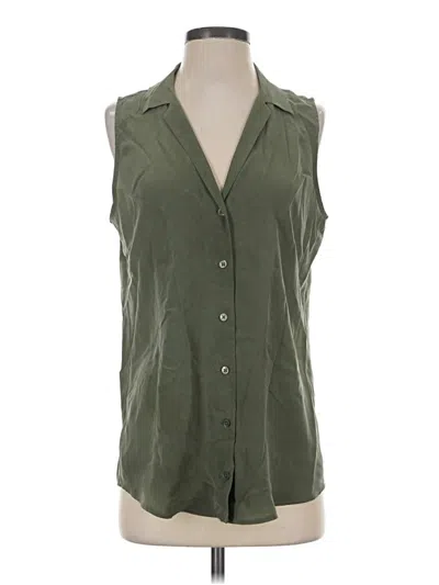 Pre-owned Equipment Sleeveless Button Down Shirt In Green