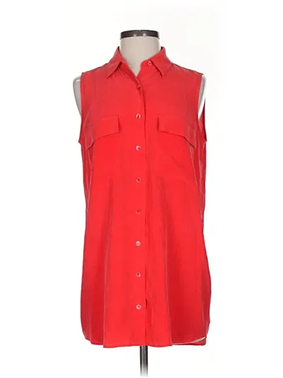 Pre-owned Equipment Sleeveless Button Down Shirt In Red