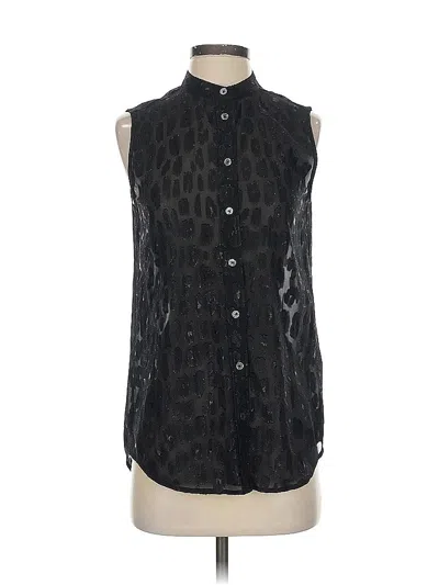 Pre-owned Equipment Sleeveless Silk Top Black Animal Print Pattern High Neck Tops
