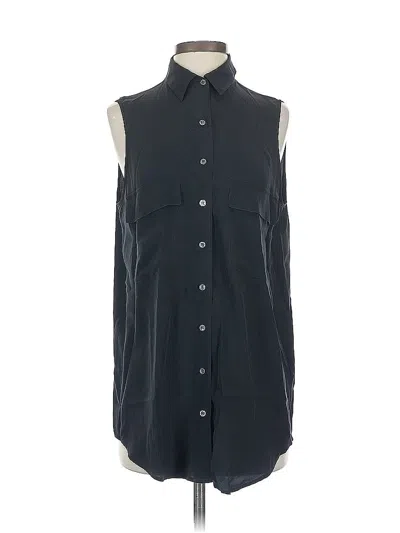 Pre-owned Equipment Sleeveless Silk Top Black High Neck Tops
