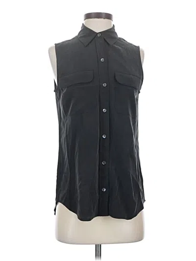 Pre-owned Equipment Sleeveless Silk Top Black High Neck Tops