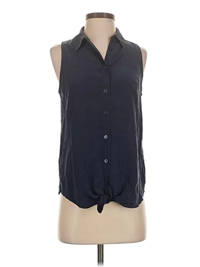 Pre-owned Equipment Sleeveless Silk Top Black Tie Neck Tops