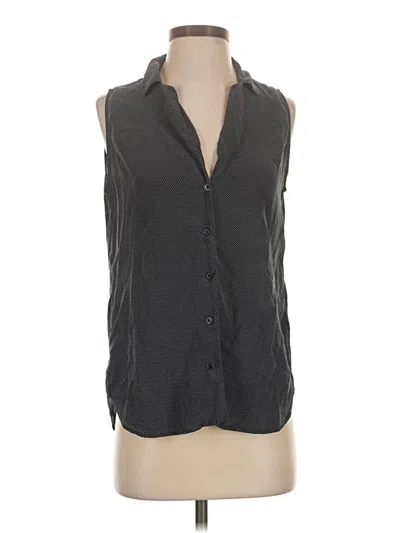 Pre-owned Equipment Sleeveless Silk Top Gray Plunge Neckline Tops