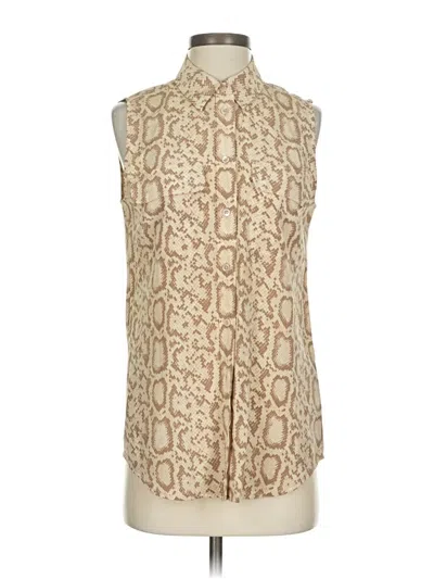 Pre-owned Equipment Sleeveless Silk Top Ivory High Neck Tops
