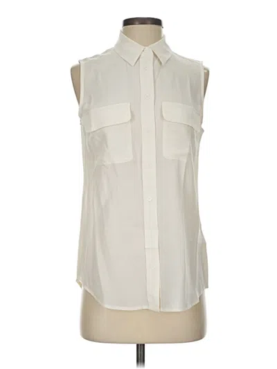 Pre-owned Equipment Sleeveless Silk Top Ivory High Neck Tops In White