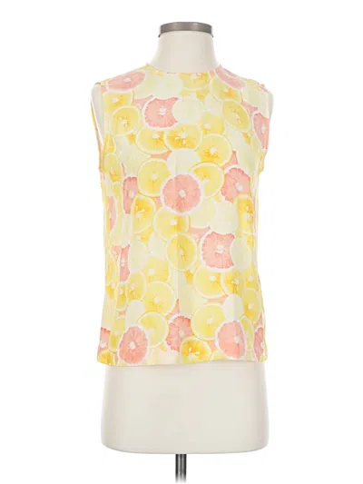 Pre-owned Equipment Sleeveless Silk Top Yellow Halter Neckline Tops