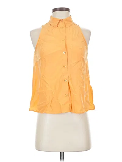 Pre-owned Equipment Sleeveless Silk Top Yellow Halter Neckline Tops