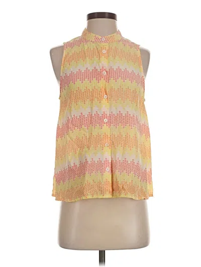 Pre-owned Equipment Sleeveless Silk Top Yellow Halter Neckline Tops