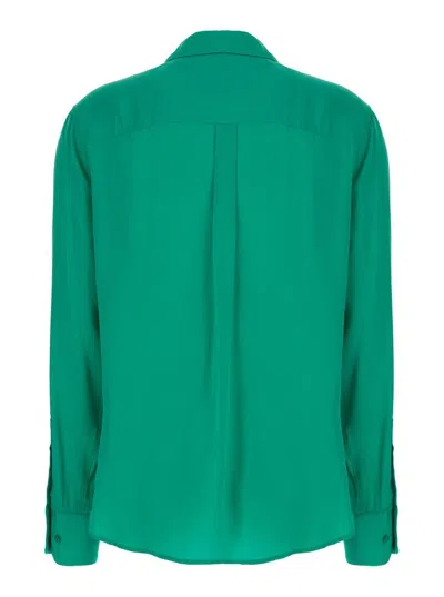 Equipment Slim Signature Emerald Green Shirt With Classic Collar In Silk Woman