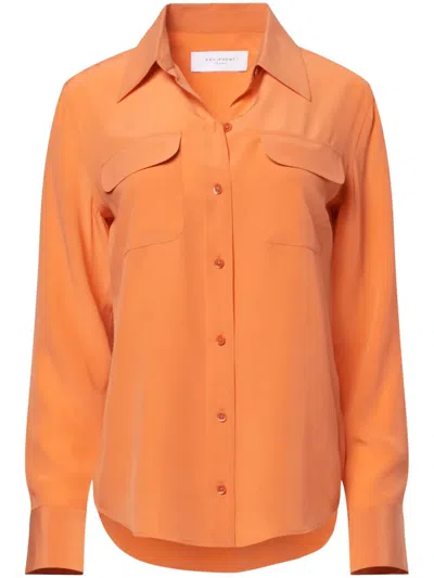 Equipment 'signature' Orange Shirt  With  Pointed Collar