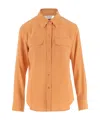 Equipment Slim Signature Long-sleeve Silk Shirt In Orange