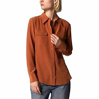 Equipment Slim Signature Silk Blouse In Russet Clay In Brown