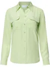 Equipment Slim Signature Silk Shirt In Green