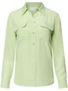 Equipment Signature Slim Fit Silk Button-up Shirt In Green