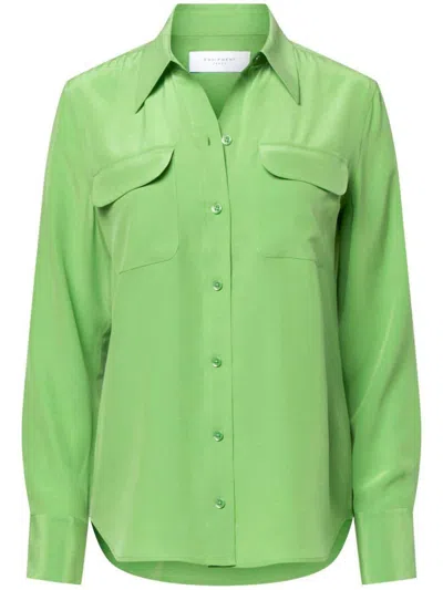 Equipment Slim Signature Silk Shirt In Green