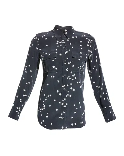 Equipment Slim Signature Star-print Shirt In Black
