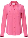 Equipment Raspberry Pink Silk Button Up Shirt In Strawberry