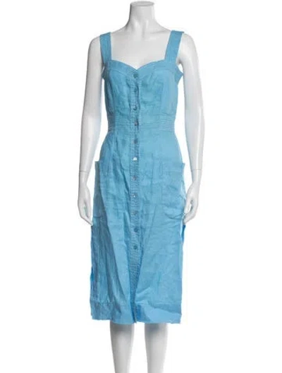 Pre-owned Equipment Square Neckline Midi Length Dress In Blue