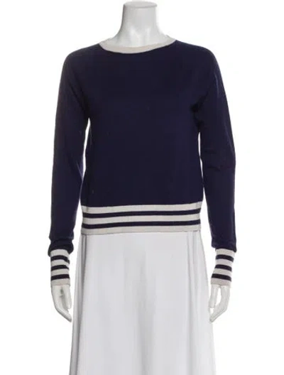 Pre-owned Equipment Striped Bateau Neckline Sweater In Blue