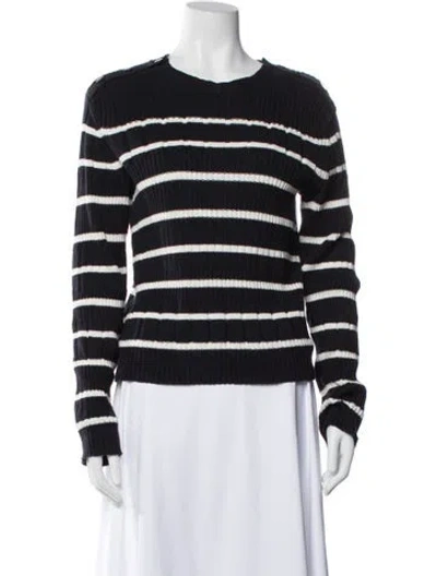 Pre-owned Equipment Striped Crew Neck Sweater In Black