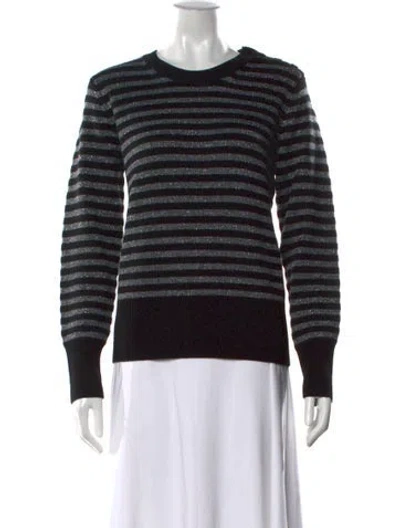 Pre-owned Equipment Striped Crew Neck Sweater In Black