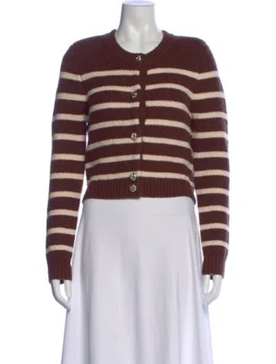 Pre-owned Equipment Striped Crew Neck Sweater In Brown