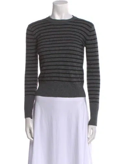 Pre-owned Equipment Striped Crew Neck Sweater In Gray