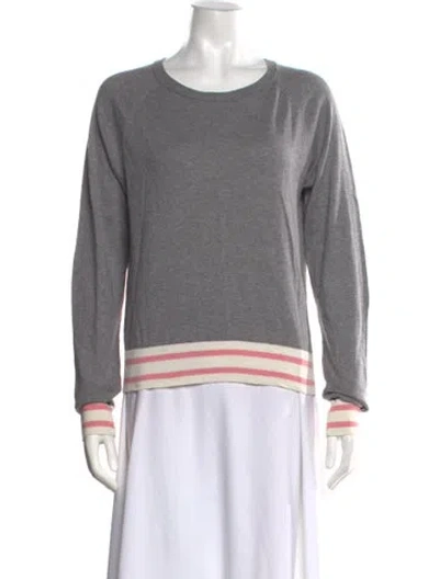 Pre-owned Equipment Striped Crew Neck Sweater In Gray
