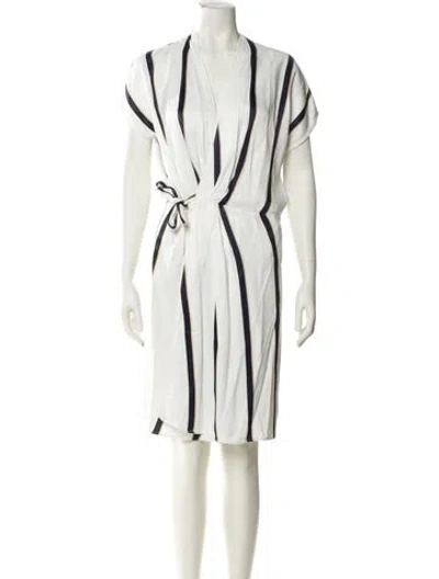 Pre-owned Equipment Striped Knee-length Dress In White