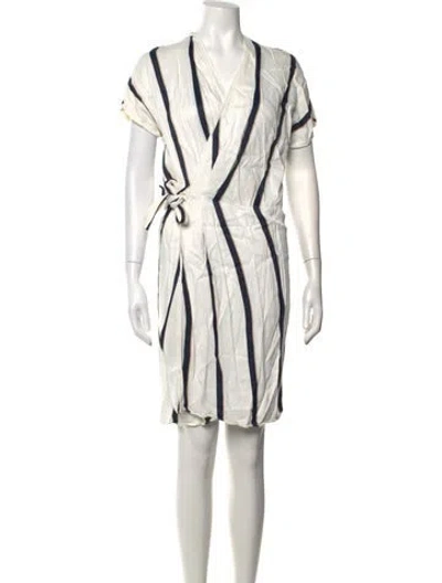 Pre-owned Equipment Striped Knee-length Dress In White