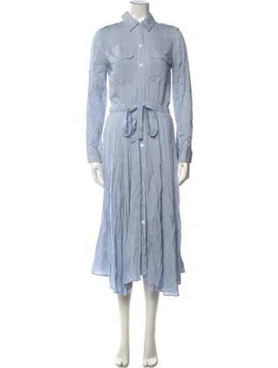 Pre-owned Equipment Striped Long Dress In Blue