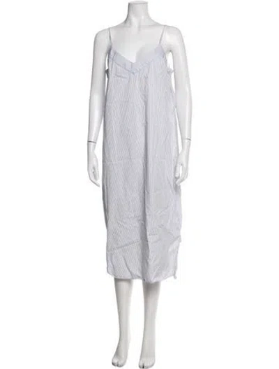 Pre-owned Equipment Striped Midi Length Dress In Blue