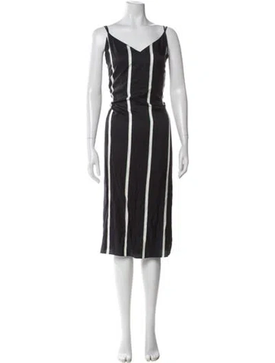 Pre-owned Equipment Striped Midi Length Dress In Gray