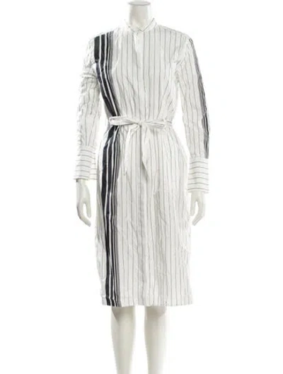 Pre-owned Equipment Striped Midi Length Dress In White